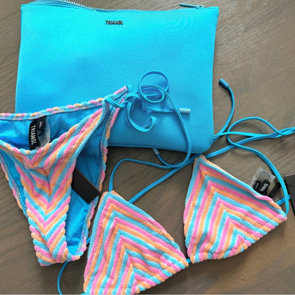 Triangl Vibrant Blue and Pastel Bikini Set (small bottom and large top)
